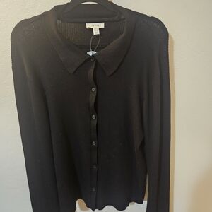 TOPSHOP Black Button-Up Women's Sweater